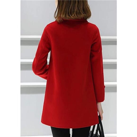 Women's Double Breasted Coat, Trench Coat Red - Picture 3 of 4